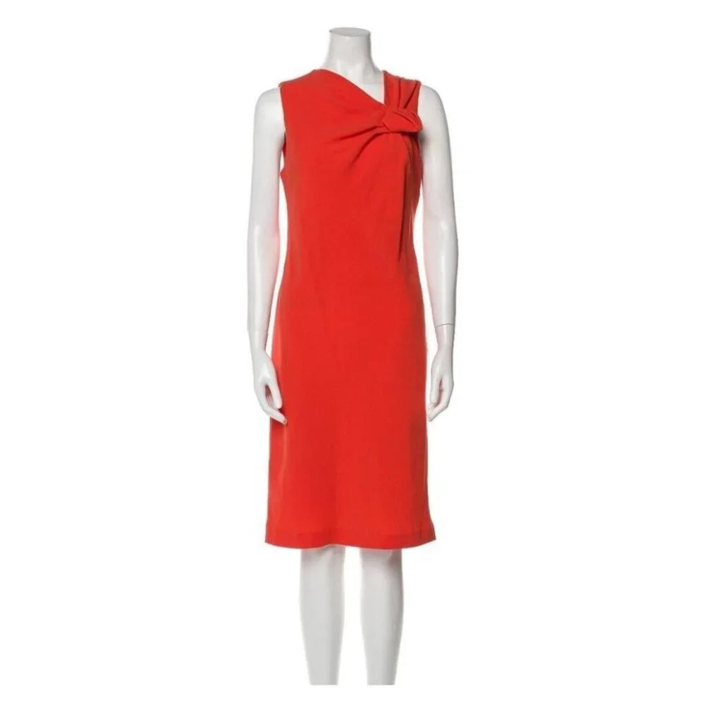 MaxMara Asymmetrical Detail Sleeveless Red  Orange Midi Dress M